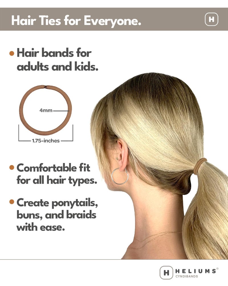 Cyndibands Elastic Hair Ties â€“ Light Brown - No Damage 4mm Ponytail Holders for Women & Kids, 24-Pack Hair Elastics in Neutral Colors - Image 2